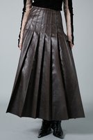 【プランク プロジェクト/PRANK PROJECT】のプリテッドマキシスカート 人気、トレンドファッション・服の通販 founy(ファニー) ファッション Fashion レディースファッション Fashion for Women スカート Skirts ロングスカート Long Skirts / Maxi & Midi Skirts スリット Slit, Slit Detail フェイクレザー Faux Leather, PU Leather フロント Front, Front Design プリーツ Pleats, Pleated リアル Real, Realistic ロング Long, Long-Length |ID:prp329100004210196