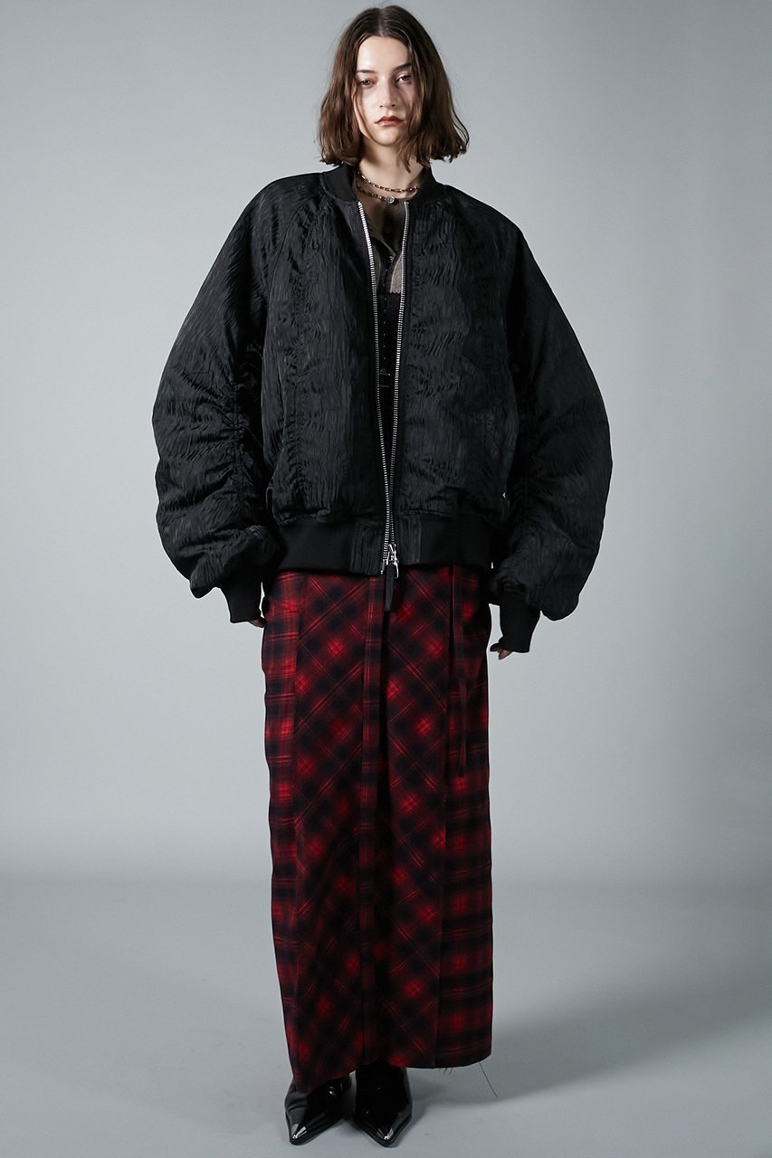【プランク プロジェクト/PRANK PROJECT】のフォルムスリーブジャガードMA-1 インテリア・キッズ・メンズ・レディースファッション・服の通販 founy(ファニー) 　ファッション　Fashion　レディースファッション　Fashion for Women　アウター　Coat / Outerwear Collection　レディースジャケット・軽アウター　Jackets　ブルゾンジャケット・スポーティアウター　Blouson Jackets　MA-1ジャケット　MA-1 Bomber Jackets / Flight Jackets　ジャケット　Jacket, Outerwear　フォルム　Silhouette, Form　ブルゾン　Blouson, Bomber Jacket　メタル　Metal, Metal Parts　BLK(ブラック)|ID: prp329100004210201 ipo3291000000032964543