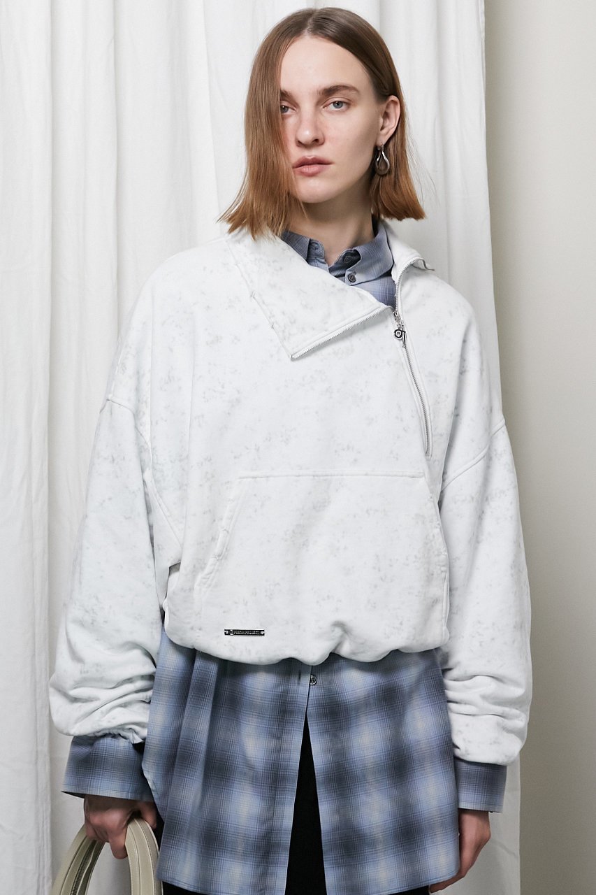 【プランク プロジェクト/PRANK PROJECT】のアシンメトリージップスウェット/Asymmetry Zip Sweatshirts インテリア・キッズ・メンズ・レディースファッション・服の通販 founy(ファニー) 　ファッション　Fashion　レディースファッション　Fashion for Women　トップス・カットソー　Cut & Sew Tops　シャツ・ブラウス・オフィスカジュアル　Elegant Blouses & Button-Ups　レディースパーカー・カジュアルフーディー　Casual Hoodies & Sweatshirts　ロングTシャツ・Tシャツ　Longline T-Shirts & Tees　スウェット・クルーネックトップス　Sweatshirts & Crewnecks / Relaxed Fit Sweat Tops　カットソー・ベーシックTシャツ　Cut-and-Sewn Tops / Stretch Tees & Basics　コンパクト　Compact, Small Size　ジップ　Zip, Zipper　バルーン　Balloon, Balloon Silhouette　ブリーチ　Bleach, Washed Finish　ワイド　Wide, Wide Fit　WHT(ホワイト)|ID: prp329100004210204 ipo3291000000032844196