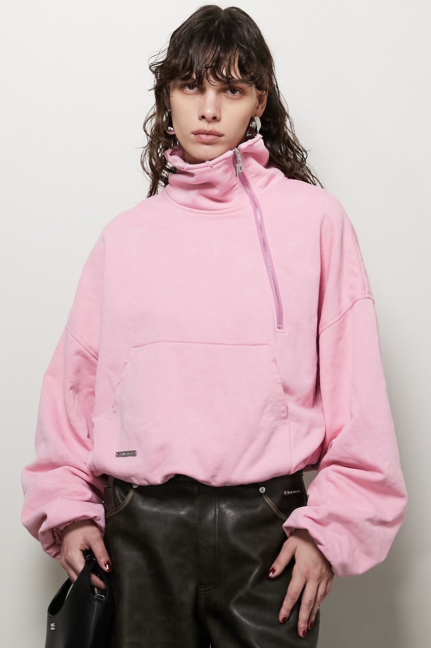 【プランク プロジェクト/PRANK PROJECT】のアシンメトリージップスウェット/Asymmetry Zip Sweatshirts インテリア・キッズ・メンズ・レディースファッション・服の通販 founy(ファニー) 　ファッション　Fashion　レディースファッション　Fashion for Women　トップス・カットソー　Cut & Sew Tops　シャツ・ブラウス・オフィスカジュアル　Elegant Blouses & Button-Ups　レディースパーカー・カジュアルフーディー　Casual Hoodies & Sweatshirts　ロングTシャツ・Tシャツ　Longline T-Shirts & Tees　スウェット・クルーネックトップス　Sweatshirts & Crewnecks / Relaxed Fit Sweat Tops　カットソー・ベーシックTシャツ　Cut-and-Sewn Tops / Stretch Tees & Basics　コンパクト　Compact, Small Size　ジップ　Zip, Zipper　バルーン　Balloon, Balloon Silhouette　ブリーチ　Bleach, Washed Finish　ワイド　Wide, Wide Fit　PNK(ピンク)|ID: prp329100004210204 ipo3291000000032844202