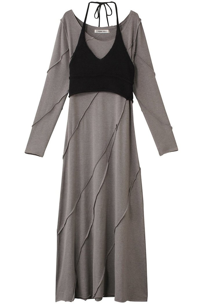 【プランク プロジェクト/PRANK PROJECT】のニットレイヤードマキシワンピ/Knit Layered Maxi One Piece インテリア・キッズ・メンズ・レディースファッション・服の通販 founy(ファニー) https://founy.com/ ファッション Fashion レディースファッション Fashion for Women ワンピース Dresses チュニック Tunic Tops & Dresses マキシ丈ワンピース・ロングドレス Maxi Dresses / Long One-Pieces チュニック Tunic, Long Top ビスチェ Bustier, Corset Top リボン Ribbon, Bow ロング Long, Long-Length |ID: prp329100004210206 ipo3291000000034421928