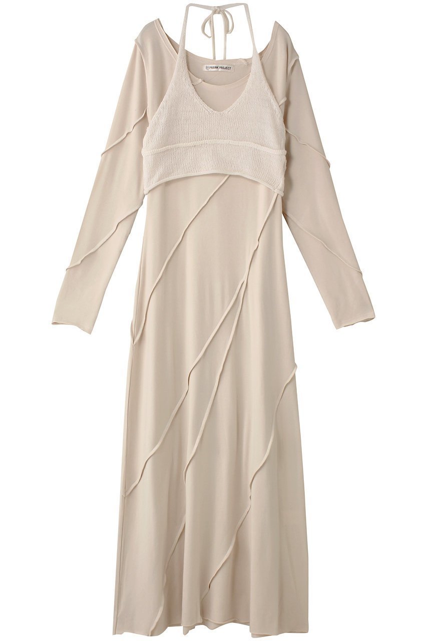 【プランク プロジェクト/PRANK PROJECT】のニットレイヤードマキシワンピ/Knit Layered Maxi One Piece インテリア・キッズ・メンズ・レディースファッション・服の通販 founy(ファニー) ファッション Fashion レディースファッション Fashion for Women ワンピース Dresses チュニック Tunic Tops & Dresses マキシ丈ワンピース・ロングドレス Maxi Dresses / Long One-Pieces チュニック Tunic, Long Top ビスチェ Bustier, Corset Top リボン Ribbon, Bow ロング Long, Long-Length IVR(アイボリー)|ID: prp329100004210206 ipo3291000000034421931
