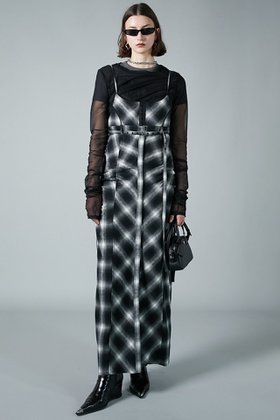 【プランク プロジェクト/PRANK PROJECT】 2WAYシャギーチェックマキシワンピース/2WAY Shaggy Check Maxi One Piece人気、トレンドファッション・服の通販 founy(ファニー) ファッション Fashion レディースファッション Fashion for Women ワンピース Dresses チュニック Tunic Tops & Dresses マキシ丈ワンピース・ロングドレス Maxi Dresses / Long One-Pieces おすすめ Recommended / Our Picks スリット Slit, Slit Detail チェック Check, Plaid, Tartan チュニック Tunic, Long Top マキシ Maxi, Full Length ロング Long, Long-Length ヴィンテージ Vintage Style 冬 Winter / This Winter |ID:prp329100004210207