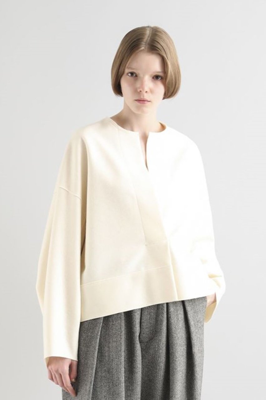【サクラ/SACRA】のリングミルドウールノーカラープルオーバー 人気、トレンドファッション・服の通販 founy(ファニー) 　ファッション　Fashion　レディースファッション　WOMEN　トップス・カットソー　Tops/Tshirt　ニット　Knit Tops　プルオーバー　Pullover　ショート　Short　ジャージー　Jersey　スリット　Slit　スリーブ　Sleeve　ワイド　Wide　other-8|ID: prp329100004211627 ipo3291000000031387237