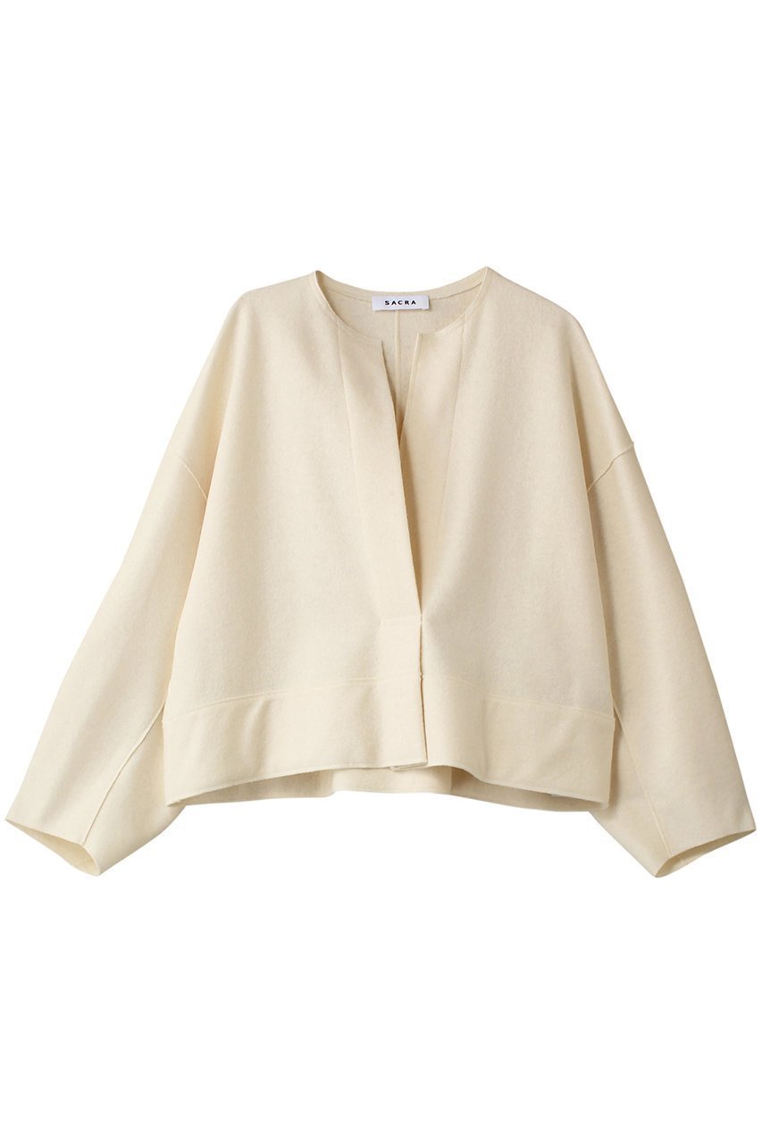 【サクラ/SACRA】のリングミルドウールノーカラープルオーバー インテリア・キッズ・メンズ・レディースファッション・服の通販 founy(ファニー) ファッション Fashion レディースファッション Fashion for Women トップス・カットソー Cut & Sew Tops ニット Knit Tops & Sweaters カジュアルプルオーバー・ニットトップス Pullovers & Knit Tops / Casual Pullovers ショート Short, Short Length スリット Slit, Slit Detail スリーブ Sleeve, Long Sleeve / Short Sleeve ワイド Wide, Wide Fit オフホワイト|ID: prp329100004211627 ipo3291000000032915607