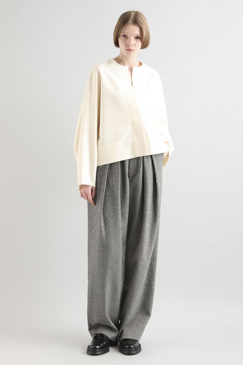 【サクラ/SACRA】のリングミルドウールノーカラープルオーバー 人気、トレンドファッション・服の通販 founy(ファニー) ファッション Fashion レディースファッション Fashion for Women トップス・カットソー Cut & Sew Tops ニット Knit Tops & Sweaters カジュアルプルオーバー・ニットトップス Pullovers & Knit Tops / Casual Pullovers ショート Short, Short Length スリット Slit, Slit Detail スリーブ Sleeve, Long Sleeve / Short Sleeve ワイド Wide, Wide Fit other-7|ID: prp329100004211627 ipo3291000000032915661