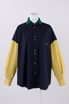 【エンフォルド/ENFOLD】のSTRIPE MIX ニットクレリック SH/シャツ 人気、トレンドファッション・服の通販 founy(ファニー) ファッション Fashion レディースファッション Fashion for Women トップス・カットソー Cut & Sew Tops ニット Knit Tops & Sweaters シャツ・ブラウス・オフィスカジュアル Elegant Blouses & Button-Ups スリーブ Sleeve, Long Sleeve / Short Sleeve ボックス Boxy, Box Shape ミックス Mix, Mixed Style ロング Long, Long-Length 冬 Winter / This Winter thumbnail イエロー|ID: prp329100004211648 ipo3291000000036399095