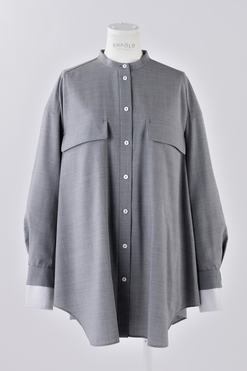 【エンフォルド/ENFOLD】のT/Wトロ オーバーSH/シャツ 人気、トレンドファッション・服の通販 founy(ファニー) 　ファッション　Fashion　レディースファッション　Fashion for Women　トップス・カットソー　Cut & Sew Tops　シャツ・ブラウス・オフィスカジュアル　Elegant Blouses & Button-Ups　ジャケット　Jacket, Outerwear　スリーブ　Sleeve, Long Sleeve / Short Sleeve　フラップ　Flap, Flap Pocket　ポケット　Pocket, Pocket Detail　リラックス　Relax, Relaxed Fit　ロング　Long, Long-Length　冬　Winter / This Winter　 other-1|ID: prp329100004211652 ipo3291000000032888340
