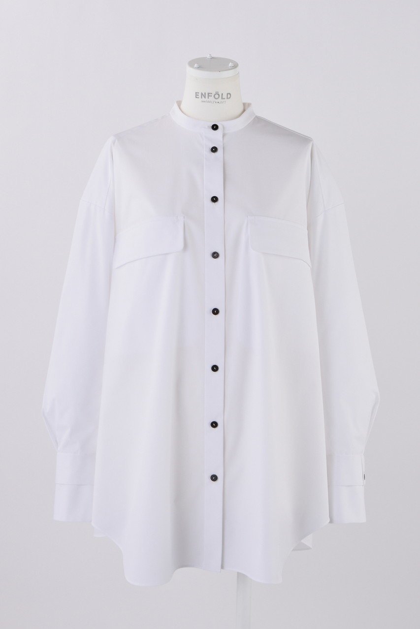 【エンフォルド/ENFOLD】のC/PEブロード オーバーSH/シャツ インテリア・キッズ・メンズ・レディースファッション・服の通販 founy(ファニー) 　ファッション　Fashion　レディースファッション　Fashion for Women　トップス・カットソー　Cut & Sew Tops　シャツ・ブラウス・オフィスカジュアル　Elegant Blouses & Button-Ups　ジャケット　Jacket, Outerwear　スリーブ　Sleeve, Long Sleeve / Short Sleeve　フラップ　Flap, Flap Pocket　ブロード　Broadcloth, Fine Cotton　ポケット　Pocket, Pocket Detail　リラックス　Relax, Relaxed Fit　ロング　Long, Long-Length　ホワイト|ID: prp329100004211653 ipo3291000000032888365
