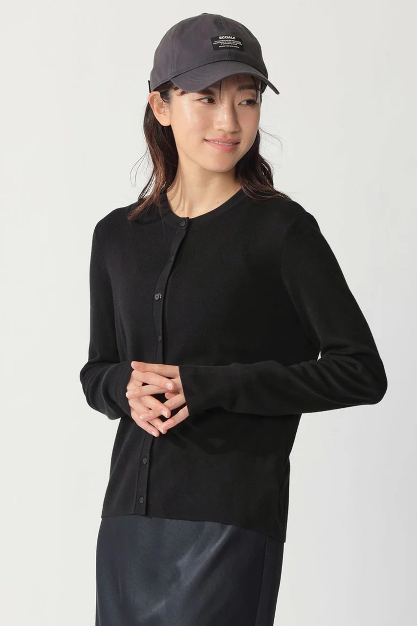 【エコアルフ/ECOALF】のCIRIS ラウンドネック カーディガン / CIRIS KNIT WOMAN インテリア・キッズ・メンズ・レディースファッション・服の通販 founy(ファニー) 　ファッション　Fashion　レディースファッション　Fashion for Women　トップス・カットソー　Cut & Sew Tops　ニット　Knit Tops & Sweaters　カーディガン・羽織り　Layered Style Cardigans　なめらか　Smooth, Silky Texture　カーディガン　Cardigan, Knitwear　コンパクト　Compact, Small Size　シルク　Silk, 100% Silk　ラウンド　Round, Round Neck　ブラック|ID: prp329100004212835 ipo3291000000032915692