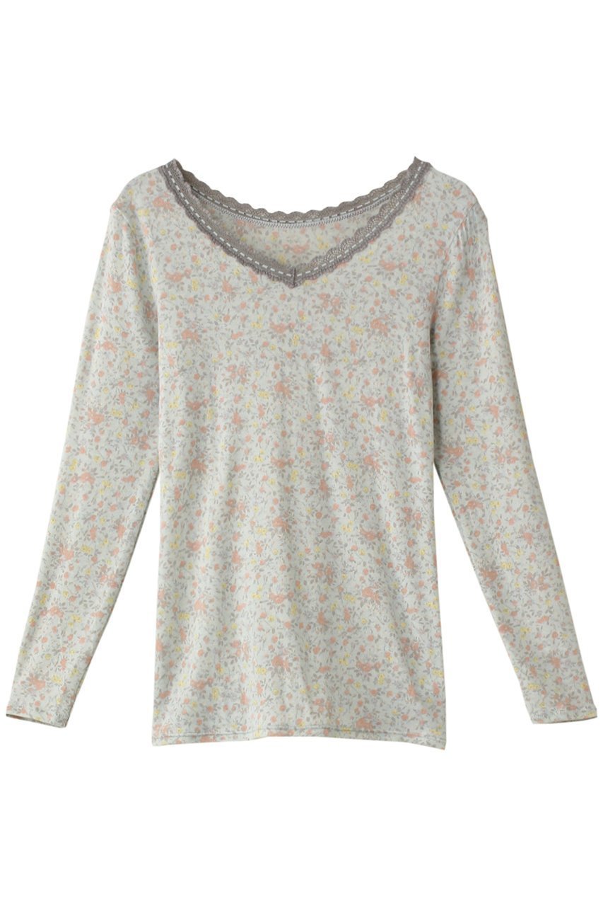 【キッドブルー/KID BLUE】の24ガーニッシュフラワー長袖インナー インテリア・キッズ・メンズ・レディースファッション・服の通販 founy(ファニー) ファッション Fashion レディースファッション Fashion for Women 下着・ランジェリー Lingerie & Intimates その他ランジェリー・インナーアイテム Other Lingerie / Intimates インナー Innerwear フラワー Flower, Floral プリント Print, Printed Pattern ランジェリー Lingerie, Intimate Wear レース Lace, Lace Fabric 人気 Popular, Best Seller A/W・秋冬 Autumn/Winter 長袖 Long Sleeve, Full Sleeve 防寒 Cold Protection, Winter-Ready サックス|ID: prp329100004214897 ipo3291000000035053605