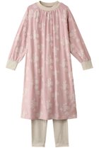 【キッドブルー/KID BLUE】のコットンベロアJQナイティ(スパッツつき) 人気、トレンドファッション・服の通販 founy(ファニー) ファッション Fashion レディースファッション Fashion for Women トップス・カットソー Cut & Sew Tops ベロアトップス Velour Tops / Velvet-Look Items ジャカード／ジャガード Jacquard, Woven Pattern スリーブ Sleeve, Long Sleeve / Short Sleeve パジャマ Pajamas, Sleepwear フラワー Flower, Floral ベロア Velour, Soft Velvet ロング Long, Long-Length エレガント 上品 Elegant thumbnail ピンク|ID: prp329100004214899 ipo3291000000032834782