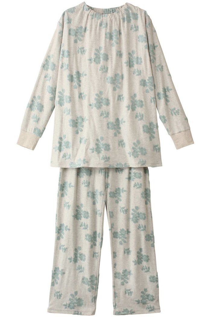 【キッドブルー/KID BLUE】のコットンベロアJQパジャマ インテリア・キッズ・メンズ・レディースファッション・服の通販 founy(ファニー) https://founy.com/ ファッション Fashion レディースファッション Fashion for Women トップス・カットソー Cut & Sew Tops ベロアトップス Velour Tops / Velvet-Look Items エレガント 上品 Elegant ギャザー Gathered, Ruffled ジャカード／ジャガード Jacquard, Woven Pattern パジャマ Pajamas, Sleepwear フェミニン Feminine, Girly フラワー Flower, Floral ベロア Velour, Soft Velvet A/W・秋冬 Autumn/Winter |ID: prp329100004214900 ipo3291000000032834788