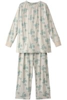 【キッドブルー/KID BLUE】のコットンベロアJQパジャマ 人気、トレンドファッション・服の通販 founy(ファニー) ファッション Fashion レディースファッション Fashion for Women トップス・カットソー Cut & Sew Tops ベロアトップス Velour Tops / Velvet-Look Items エレガント 上品 Elegant ギャザー Gathered, Ruffled ジャカード／ジャガード Jacquard, Woven Pattern パジャマ Pajamas, Sleepwear フェミニン Feminine, Girly フラワー Flower, Floral ベロア Velour, Soft Velvet 新作・新入荷 New Arrivals / New In A/W・秋冬 Autumn/Winter |ID:prp329100004214900