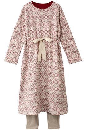 【キッドブルー/KID BLUE】 24キルトフラワーJQナイティ(スパッツつき)人気、トレンドファッション・服の通販 founy(ファニー) ファッション Fashion レディースファッション Fashion for Women トップス・カットソー Cut & Sew Tops キルト Quilt, Quilted Fabric ジャカード／ジャガード Jacquard, Woven Pattern スリーブ Sleeve, Long Sleeve / Short Sleeve パジャマ Pajamas, Sleepwear フラワー Flower, Floral リボン Ribbon, Bow ロング Long, Long-Length 人気 Popular, Best Seller 再入荷 Restock / Back in Stock A/W・秋冬 Autumn/Winter |ID:prp329100004214901