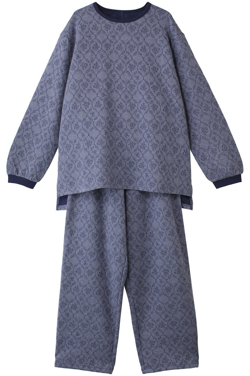 【キッドブルー/KID BLUE】の24キルトフラワーJQパジャマ インテリア・キッズ・メンズ・レディースファッション・服の通販 founy(ファニー) 　ファッション　Fashion　レディースファッション　Fashion for Women　トップス・カットソー　Cut & Sew Tops　ウォーム　Warm Fabric　キルト　Quilt, Quilted Fabric　ジャカード／ジャガード　Jacquard, Woven Pattern　パジャマ　Pajamas, Sleepwear　フラワー　Flower, Floral　リラックス　Relax, Relaxed Fit　人気　Popular, Best Seller　再入荷　Restock / Back in Stock　A/W・秋冬　Autumn/Winter　ネイビー|ID: prp329100004214902 ipo3291000000035698986