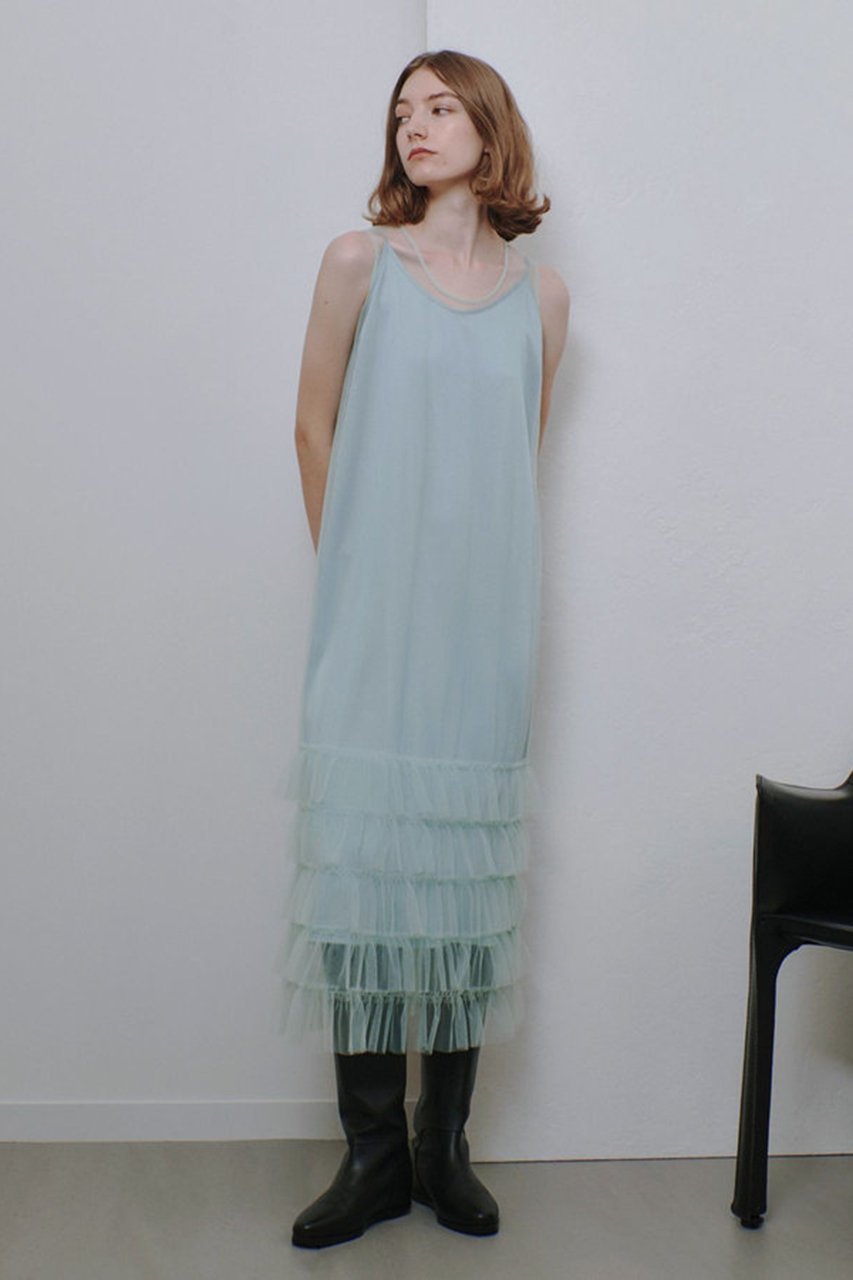 【アルアバイル/allureville】のチュールフリルティアードワンピース 人気、トレンドファッション・服の通販 founy(ファニー) 　ファッション　Fashion　レディースファッション　Fashion for Women　ワンピース　Dresses　チュニック　Tunic Tops & Dresses　シアー　Sheer, See-Through　チュニック　Tunic, Long Top　チュール　Tulip, Tulip Motif　トレンド　Trend, Trending Now　ドレス　Dress, One-Piece　ノースリーブ　Sleeveless, No-Sleeve　フリル　Frill, Ruffle　ペチコート　Petticoat, Underskirt　ロング　Long, Long-Length　再入荷　Restock / Back in Stock　other-7|ID: prp329100004214913 ipo3291000000035054509