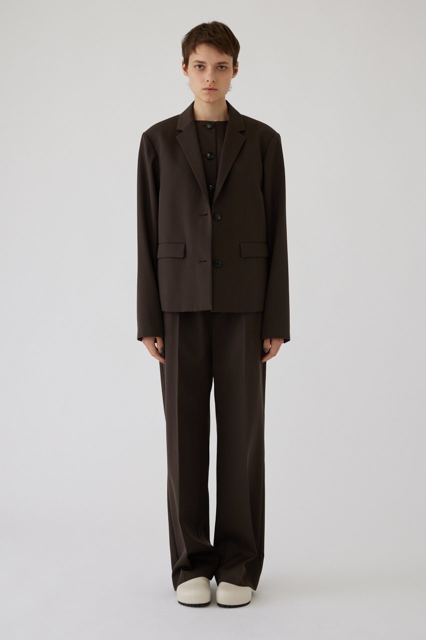 【リムアーク/RIM.ARK】のGabardine stripe PT/パンツ インテリア・キッズ・メンズ・レディースファッション・服の通販 founy(ファニー) 　ファッション　Fashion　レディースファッション　WOMEN　パンツ　Pants　クラシカル　Classical　クール　Cool　ストレート　Straight　マニッシュ　Mannish　ダークブラウン|ID: prp329100004216015 ipo3291000000032377137