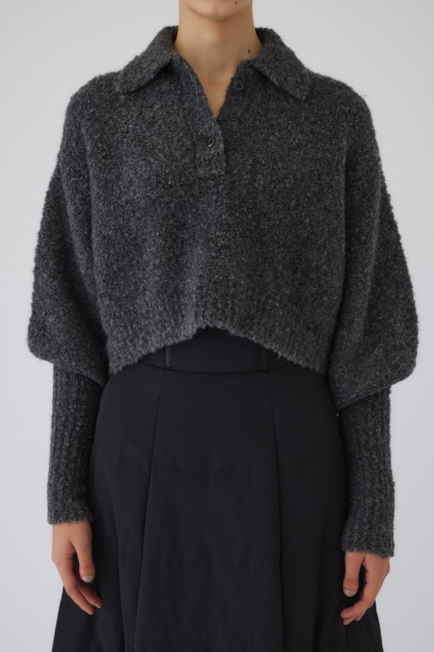 【リムアーク/RIM.ARK】のBoucle short knit/ニット インテリア・キッズ・メンズ・レディースファッション・服の通販 founy(ファニー) 　ファッション　Fashion　レディースファッション　Fashion for Women　トップス・カットソー　Cut & Sew Tops　ニット　Knit Tops & Sweaters　カジュアルプルオーバー・ニットトップス　Pullovers & Knit Tops / Casual Pullovers　コンパクト　Compact, Small Size　バランス　Balance, Style Balance　モダン　Modern, Contemporary　A/W・秋冬　Autumn/Winter　軽量　Lightweight, Ultra Light　チャコールグレー|ID: prp329100004216016 ipo3291000000032959236
