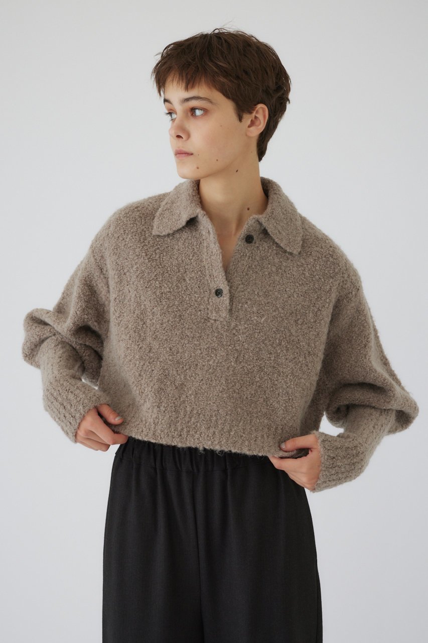 【リムアーク/RIM.ARK】のBoucle short knit/ニット インテリア・キッズ・メンズ・レディースファッション・服の通販 founy(ファニー) 　ファッション　Fashion　レディースファッション　Fashion for Women　トップス・カットソー　Cut & Sew Tops　ニット　Knit Tops & Sweaters　カジュアルプルオーバー・ニットトップス　Pullovers & Knit Tops / Casual Pullovers　コンパクト　Compact, Small Size　バランス　Balance, Style Balance　モダン　Modern, Contemporary　A/W・秋冬　Autumn/Winter　軽量　Lightweight, Ultra Light　グレージュ|ID: prp329100004216016 ipo3291000000036224094