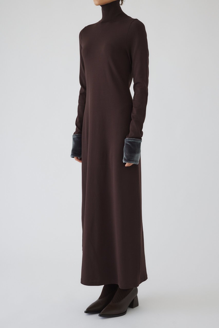 【リムアーク/RIM.ARK】のVelour cuffs knit dress/ニットドレス 人気、トレンドファッション・服の通販 founy(ファニー) 　ファッション　Fashion　レディースファッション　WOMEN　ワンピース　Dress　ドレス　Party Dresses　チュニック　Tunic　カフス　Cuffs　チュニック　Tunic　ドレス　Dress　ハイネック　High Neck　ベロア　Velor　ロング　Long　other-5|ID: prp329100004216022 ipo3291000000032376002