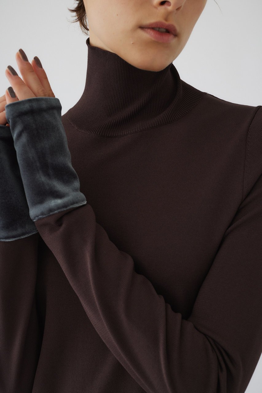 【リムアーク/RIM.ARK】のVelour cuffs knit dress/ニットドレス 人気、トレンドファッション・服の通販 founy(ファニー) 　ファッション　Fashion　レディースファッション　WOMEN　ワンピース　Dress　ドレス　Party Dresses　チュニック　Tunic　カフス　Cuffs　チュニック　Tunic　ドレス　Dress　ハイネック　High Neck　ベロア　Velor　ロング　Long　other-8|ID: prp329100004216022 ipo3291000000032376008