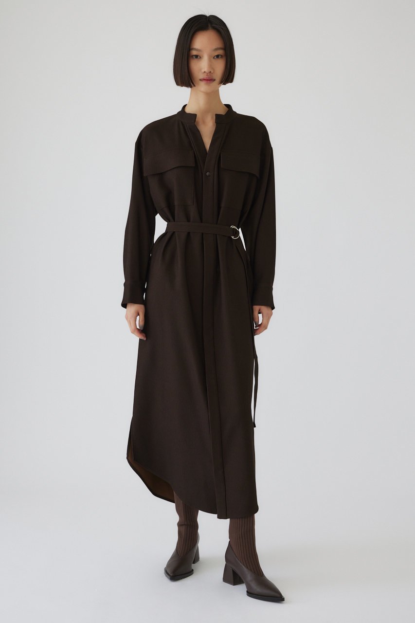 【リムアーク/RIM.ARK】のPique loose shirt OP/シャツワンピース インテリア・キッズ・メンズ・レディースファッション・服の通販 founy(ファニー) 　ファッション　Fashion　レディースファッション　Fashion for Women　ワンピース　Dresses　シャツワンピース / 1枚で着映えコーデ　Shirt Dresses　チュニック　Tunic Tops & Dresses　コーデュロイ　Corduroy, Cord Fabric　チュニック　Tunic, Long Top　パターン　Pattern, Design Print　フロント　Front, Front Design　ブラウジング　Blouson Silhouette, Cinched Waist　ポケット　Pocket, Pocket Detail　ルーズ　Loose, Oversized　ロング　Long, Long-Length　羽織　Haori, Light Jacket　ダークブラウン|ID: prp329100004216024 ipo3291000000032855757