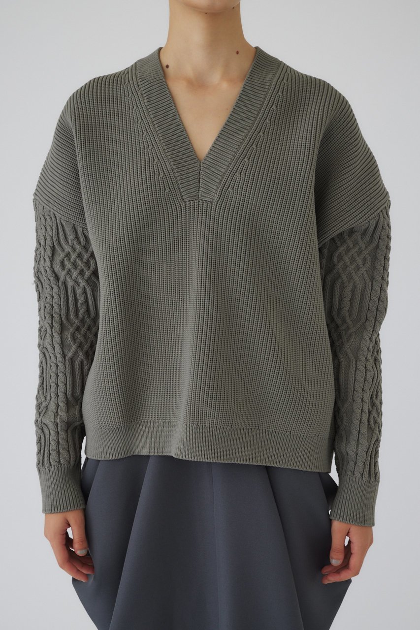 【リムアーク/RIM.ARK】のCable sleeve knit tops/トップス 人気、トレンドファッション・服の通販 founy(ファニー) 　ファッション　Fashion　レディースファッション　WOMEN　トップス・カットソー　Tops/Tshirt　ニット　Knit Tops　プルオーバー　Pullover　クール　Cool　other-2|ID: prp329100004216025 ipo3291000000031386226