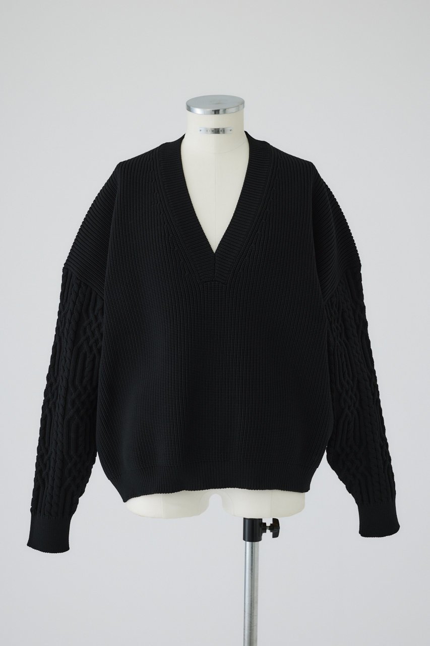 【リムアーク/RIM.ARK】のCable sleeve knit tops/トップス インテリア・キッズ・メンズ・レディースファッション・服の通販 founy(ファニー) 　ファッション　Fashion　レディースファッション　Fashion for Women　トップス・カットソー　Cut & Sew Tops　ニット　Knit Tops & Sweaters　カジュアルプルオーバー・ニットトップス　Pullovers & Knit Tops / Casual Pullovers　クール　Cool, Chic　ブラック|ID: prp329100004216025 ipo3291000000032959286