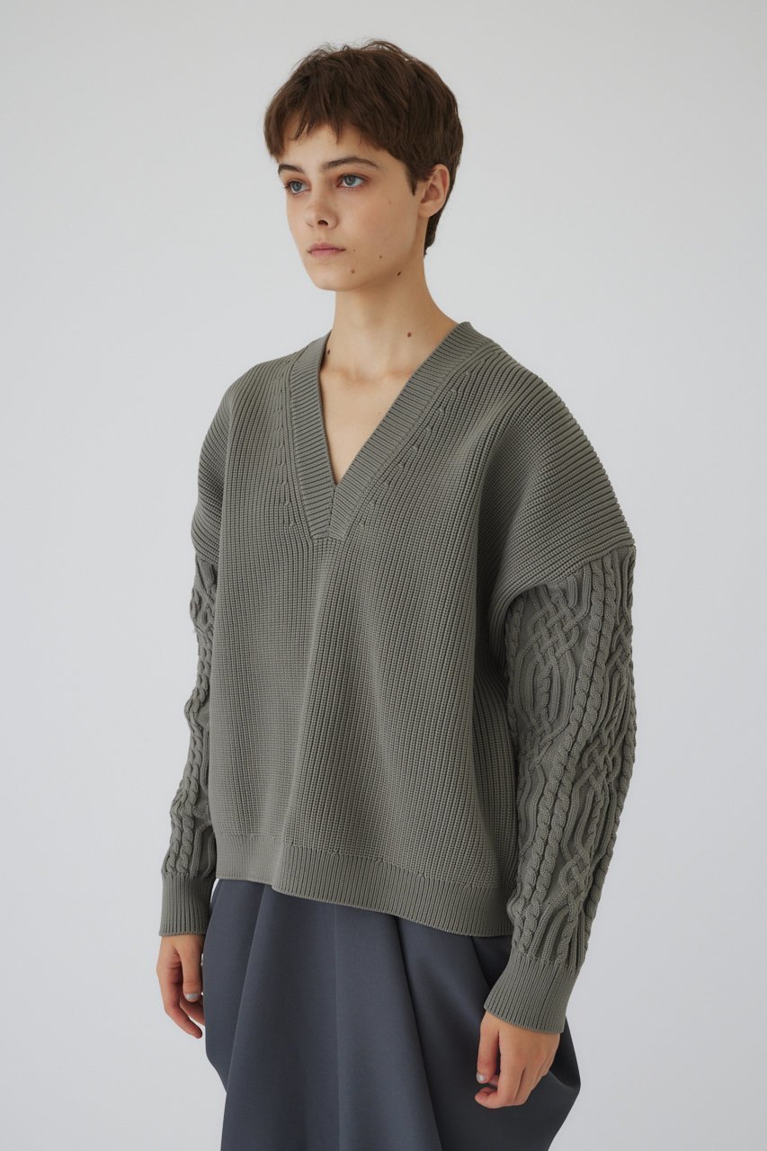 【リムアーク/RIM.ARK】のCable sleeve knit tops/トップス 人気、トレンドファッション・服の通販 founy(ファニー) 　ファッション　Fashion　レディースファッション　Fashion for Women　トップス・カットソー　Cut & Sew Tops　ニット　Knit Tops & Sweaters　カジュアルプルオーバー・ニットトップス　Pullovers & Knit Tops / Casual Pullovers　クール　Cool, Chic　other-3|ID: prp329100004216025 ipo3291000000032959300