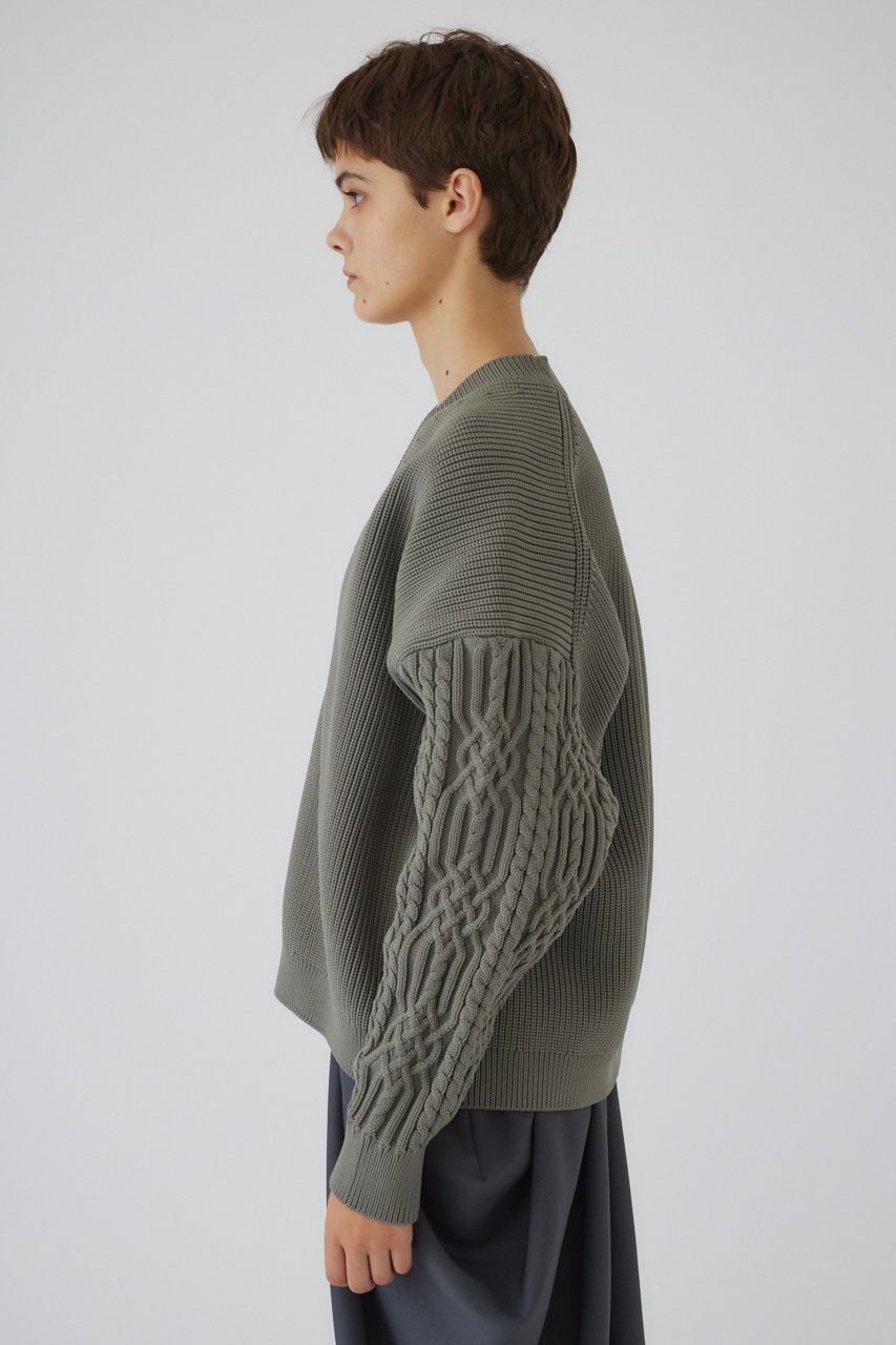 【リムアーク/RIM.ARK】のCable sleeve knit tops/トップス 人気、トレンドファッション・服の通販 founy(ファニー) 　ファッション　Fashion　レディースファッション　Fashion for Women　トップス・カットソー　Cut & Sew Tops　ニット　Knit Tops & Sweaters　カジュアルプルオーバー・ニットトップス　Pullovers & Knit Tops / Casual Pullovers　クール　Cool, Chic　other-4|ID: prp329100004216025 ipo3291000000032959304