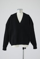 【リムアーク/RIM.ARK】のCable sleeve knit tops/トップス ブラック|ID: prp329100004216025 ipo3291000000035623125