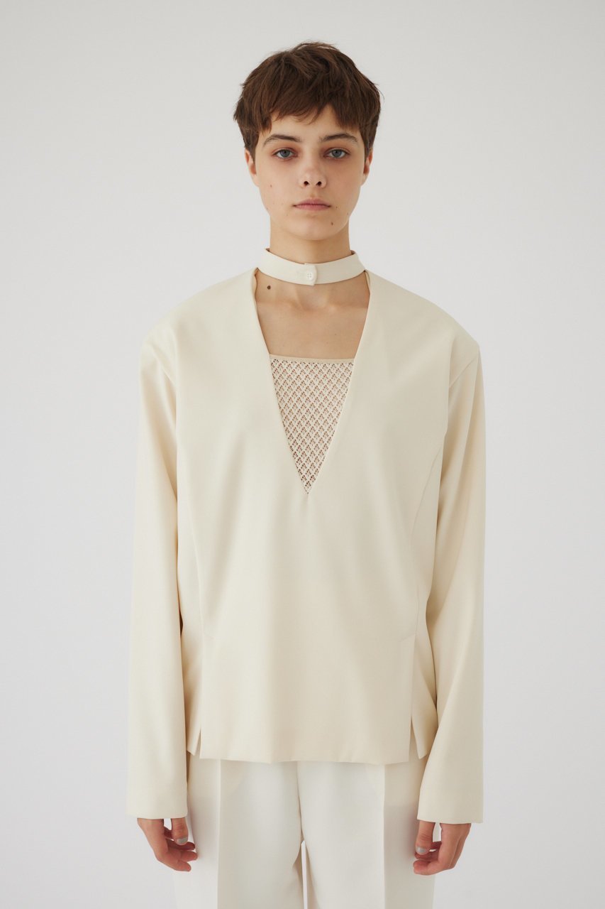 【リムアーク/RIM.ARK】のJK like docking tops/トップス インテリア・キッズ・メンズ・レディースファッション・服の通販 founy(ファニー) 　ファッション　Fashion　レディースファッション　WOMEN　トップス・カットソー　Tops/Tshirt　シャツ/ブラウス　Shirts/Blouses　スリーブ　Sleeve　ドレープ　Drape　ラッセル　Russell　レース　Race　ロング　Long　オフホワイト|ID: prp329100004216027 ipo3291000000032377227