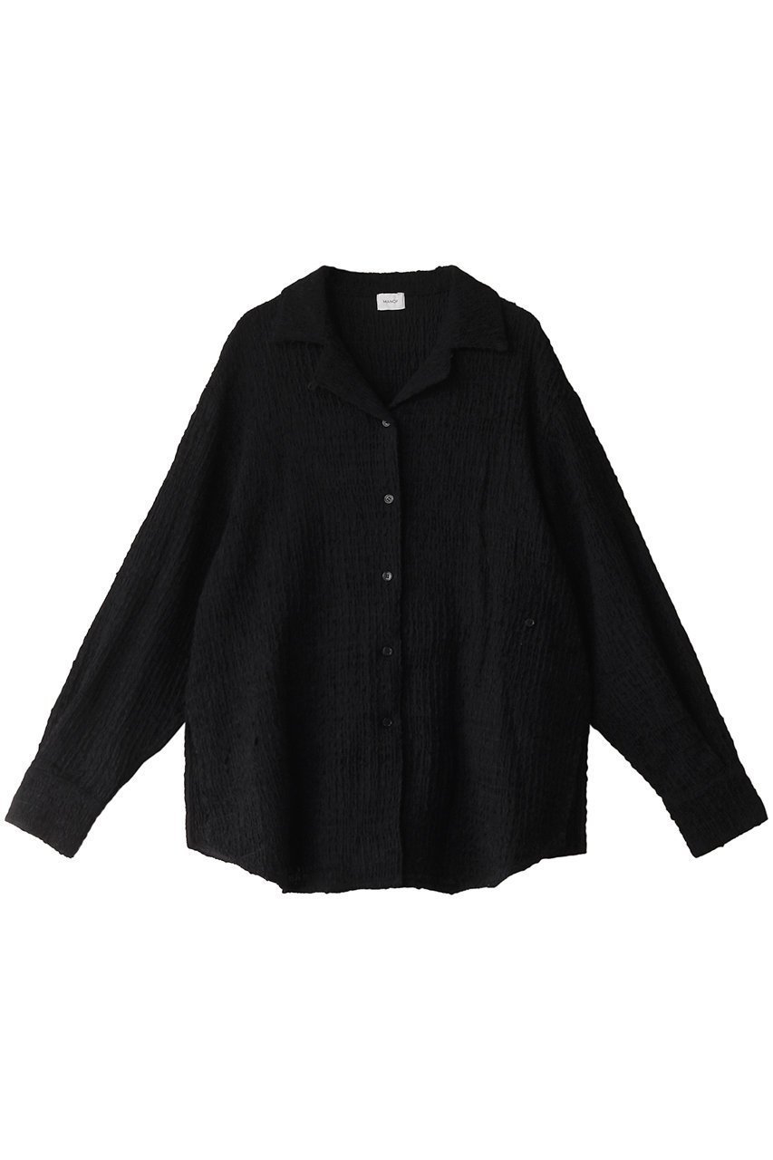 【マノフ/MANOF】のSHIRRING LACE SHIRTS シャツ/ブラウス インテリア・キッズ・メンズ・レディースファッション・服の通販 founy(ファニー) 　ファッション　Fashion　レディースファッション　WOMEN　トップス・カットソー　Tops/Tshirt　シャツ/ブラウス　Shirts/Blouses　シャーリング　Shirring　スリーブ　Sleeve　センター　Center　トレンド　Trend　ドレープ　Drape　フロント　Front　レース　Race　ロング　Long　NEW・新作・新着・新入荷　New Arrivals　BLACK|ID: prp329100004216029 ipo3291000000029241889