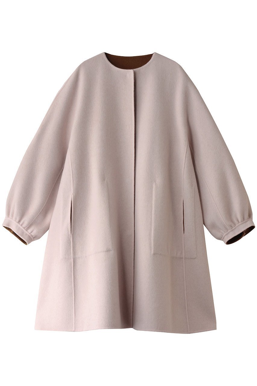 【アドーア/ADORE】のカシミヤ混2TONEリバーノーカラーコート インテリア・キッズ・メンズ・レディースファッション・服の通販 founy(ファニー) 　ファッション　Fashion　レディースファッション　Fashion for Women　アウター　Coat / Outerwear Collection　コート・ロングコート・ピーコート　Long Coats, Peacoats & More　ショート　Short, Short Length　スリーブ　Sleeve, Long Sleeve / Short Sleeve　パッチ　Patch, Appliqué　ポケット　Pocket, Pocket Detail　ピンク|ID: prp329100004216038 ipo3291000000035825050