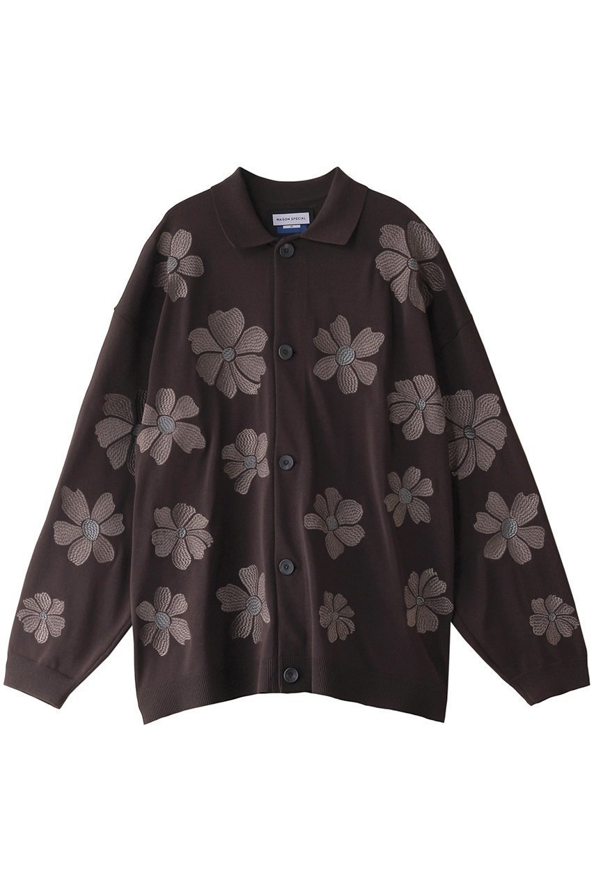 【メゾンスペシャル/MAISON SPECIAL】の【UNISEX】T/C フラワーエンブロイダリーロングスリーブニットシャツ インテリア・キッズ・メンズ・レディースファッション・服の通販 founy(ファニー) 　ファッション　Fashion　レディースファッション　Fashion for Women　トップス・カットソー　Cut & Sew Tops　ニット　Knit Tops & Sweaters　シャツ・ブラウス・オフィスカジュアル　Elegant Blouses & Button-Ups　ユニセックス　Unisex, Genderless　スリーブ　Sleeve, Long Sleeve / Short Sleeve　ロング　Long, Long-Length　羽織　Haori, Light Jacket　C.GRY(チャコールグレー)|ID: prp329100004216046 ipo3291000000035488365