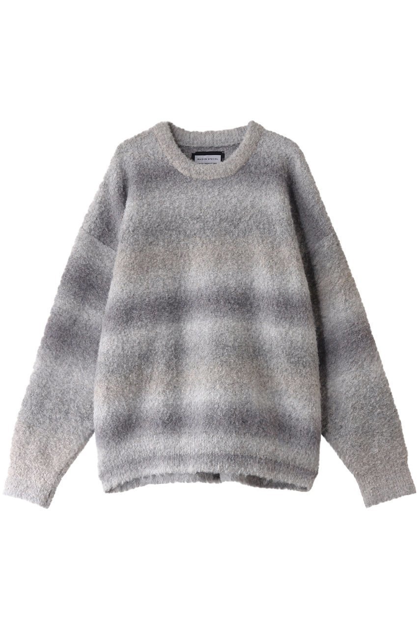 【メゾンスペシャル/MAISON SPECIAL】の【UNISEX】カスリブークレーウォッシャブルプルオーバーニット インテリア・キッズ・メンズ・レディースファッション・服の通販 founy(ファニー) 　ファッション　Fashion　レディースファッション　Fashion for Women　トップス・カットソー　Cut & Sew Tops　ニット　Knit Tops & Sweaters　カジュアルプルオーバー・ニットトップス　Pullovers & Knit Tops / Casual Pullovers　ユニセックス　Unisex, Genderless　グラデーション　Gradient, Ombre　バランス　Balance, Style Balance　モコモコ　Fuzzy, Fluffy　今季　This Season, Current Season　A/W・秋冬　Autumn/Winter　G.BGE(グレーベージュ)|ID: prp329100004216050 ipo3291000000032916262