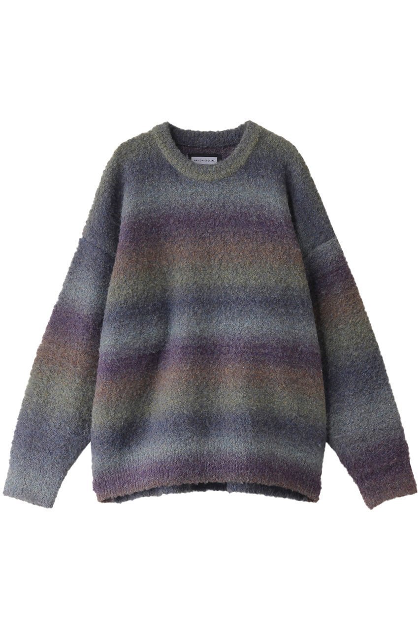 【メゾンスペシャル/MAISON SPECIAL】の【UNISEX】カスリブークレーウォッシャブルプルオーバーニット インテリア・キッズ・メンズ・レディースファッション・服の通販 founy(ファニー) 　ファッション　Fashion　レディースファッション　Fashion for Women　トップス・カットソー　Cut & Sew Tops　ニット　Knit Tops & Sweaters　カジュアルプルオーバー・ニットトップス　Pullovers & Knit Tops / Casual Pullovers　ユニセックス　Unisex, Genderless　グラデーション　Gradient, Ombre　バランス　Balance, Style Balance　モコモコ　Fuzzy, Fluffy　今季　This Season, Current Season　A/W・秋冬　Autumn/Winter　BLU(ブルー)|ID: prp329100004216050 ipo3291000000032916272