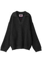 【メゾンスペシャル/MAISON SPECIAL】の【UNISEX】スラブワッフルスキッパーニットポロ BLK(ブラック)|ID:prp329100004216094