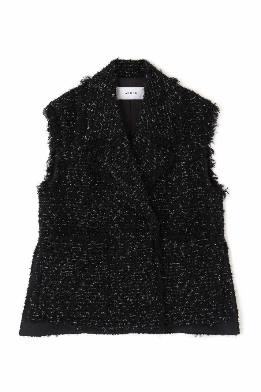 【アドーア/ADORE】のファンシーツィードジレ インテリア・キッズ・メンズ・レディースファッション・服の通販 founy(ファニー) 　ファッション　Fashion　レディースファッション　Fashion for Women　アウター　Coat / Outerwear Collection　レディースジャケット・軽アウター　Jackets　おすすめ　Recommended / Our Picks　ジャケット　Jacket, Outerwear　セットアップ　Set-Up, Coordinated Outfit　ツイード　Twill, Twill Weave　ベスト　Vest, Waistcoat　ミックス　Mix, Mixed Style　ループ　Loop, Loop Knit　ブラック|ID: prp329100004217357 ipo3291000000032945346