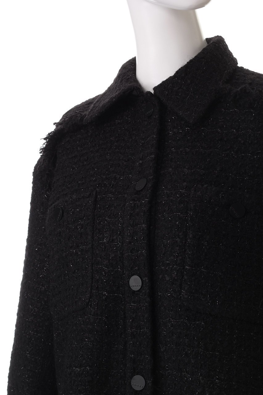 【アドーア/ADORE】のブラックラメツイードジャケット 人気、トレンドファッション・服の通販 founy(ファニー) 　ファッション　Fashion　レディースファッション　WOMEN　アウター　Coat Outerwear　ジャケット　Jackets　おすすめ　Recommend　エレガント 上品　Elegant　シルバー　Silver　ジャケット　Jacket　スリット　Slit　ファブリック　Fabric　フリンジ　Fringe　リラックス　Relax　other-5|ID: prp329100004217379 ipo3291000000031385404