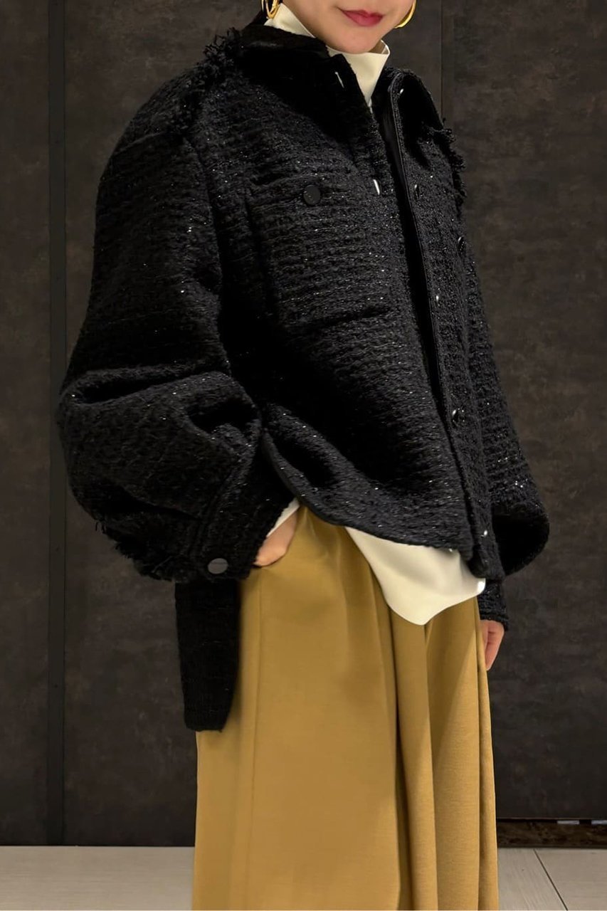 【アドーア/ADORE】のブラックラメツイードジャケット 人気、トレンドファッション・服の通販 founy(ファニー) 　ファッション　Fashion　レディースファッション　Fashion for Women　アウター　Coat / Outerwear Collection　レディースジャケット・軽アウター　Jackets　おすすめ　Recommended / Our Picks　エレガント 上品　Elegant　シルバー　Silver, Metallic Silver　ジャケット　Jacket, Outerwear　スリット　Slit, Slit Detail　ファブリック　Fabric, Textile　フリンジ　Fringe, Tassel　リラックス　Relax, Relaxed Fit　other-8|ID: prp329100004217379 ipo3291000000032940623