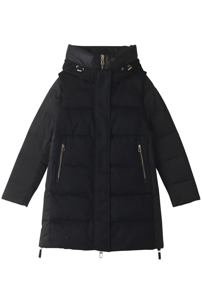 【デュノ/DUNO】のLALEH フーディー ミドルダウン インテリア・キッズ・メンズ・レディースファッション・服の通販 founy(ファニー) 　ファッション　Fashion　レディースファッション　Fashion for Women　アウター　Coat / Outerwear Collection　コート・ロングコート・ピーコート　Long Coats, Peacoats & More　ダウン　Down, Puffer　フィット　Fit, Slim Fit　ベスト　Vest, Waistcoat　ミックス　Mix, Mixed Style　ミドル　Middle Length, Mid Height　ブラック|ID: prp329100004217427 ipo3291000000032930343