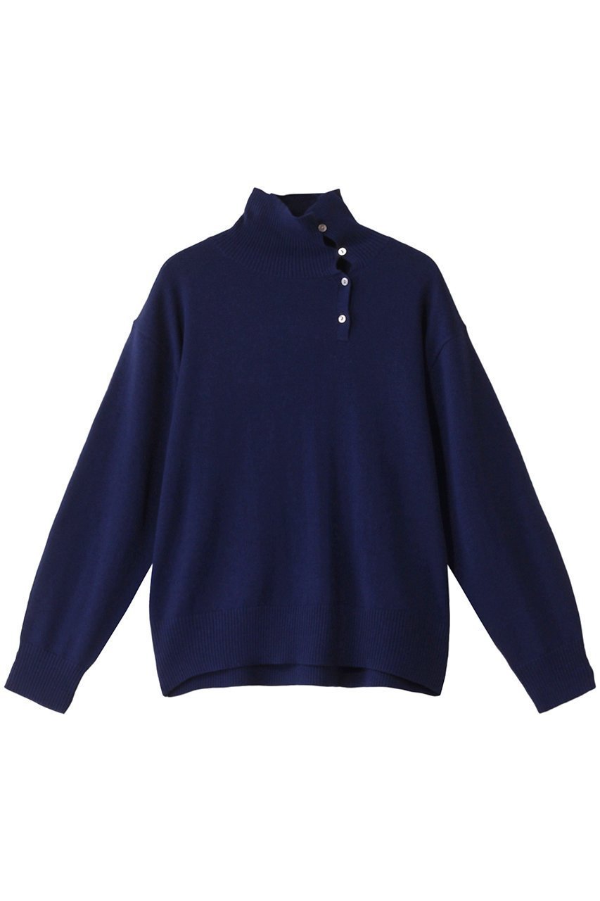 【ミズイロ インド/mizuiro ind】のhigh neck P/O with button プルオーバー インテリア・キッズ・メンズ・レディースファッション・服の通販 founy(ファニー) 　ファッション　Fashion　レディースファッション　WOMEN　トップス・カットソー　Tops/Tshirt　ニット　Knit Tops　プルオーバー　Pullover　アシンメトリー　Asymmetry　シンプル　Simple　ハイネック　High Neck　NEW・新作・新着・新入荷　New Arrivals　blue|ID: prp329100004222235 ipo3291000000029265963