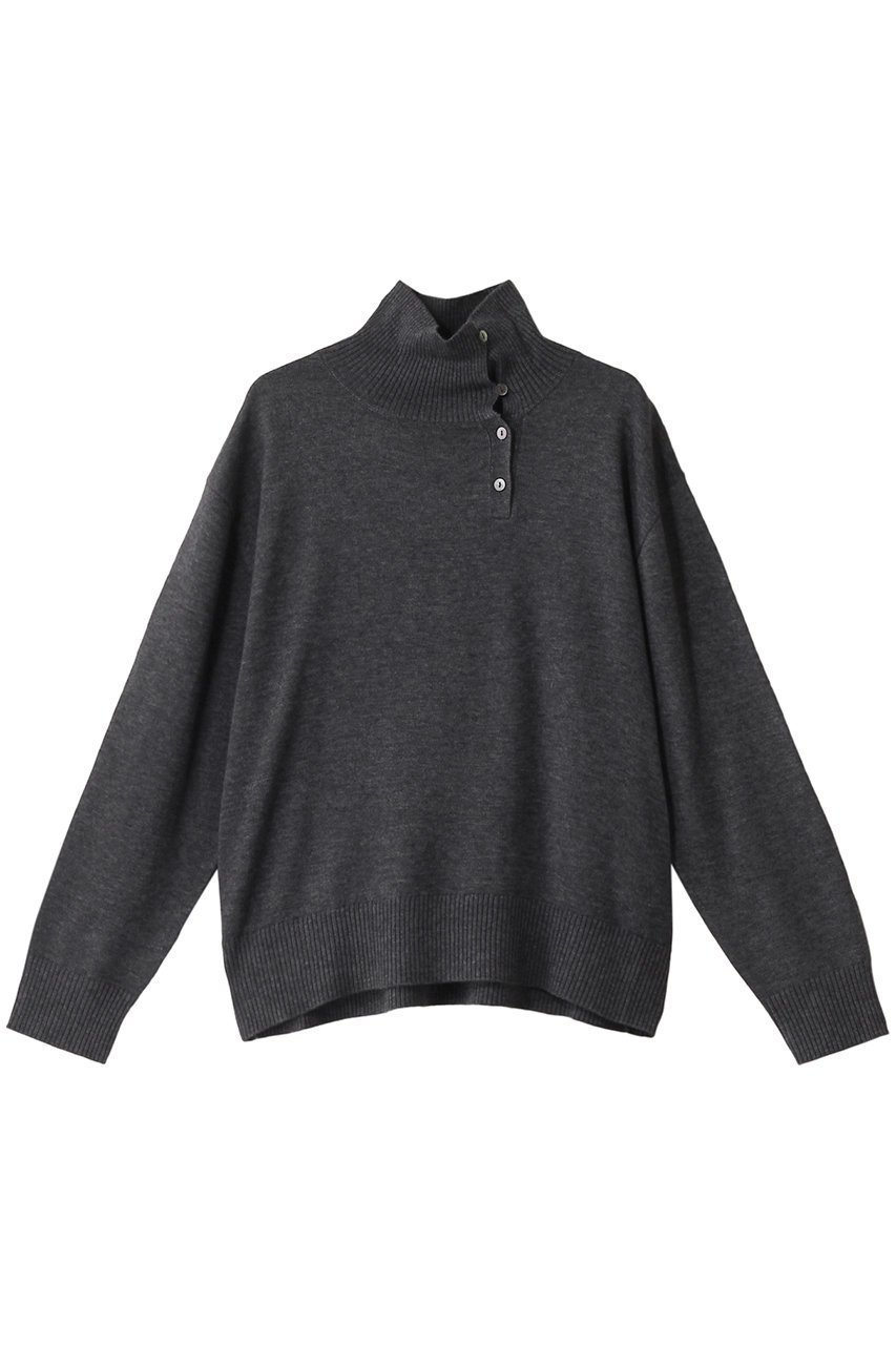 【ミズイロ インド/mizuiro ind】のhigh neck P/O with button プルオーバー インテリア・キッズ・メンズ・レディースファッション・服の通販 founy(ファニー) 　ファッション　Fashion　レディースファッション　WOMEN　トップス・カットソー　Tops/Tshirt　ニット　Knit Tops　プルオーバー　Pullover　アシンメトリー　Asymmetry　シンプル　Simple　ハイネック　High Neck　NEW・新作・新着・新入荷　New Arrivals　gray|ID: prp329100004222235 ipo3291000000029265964