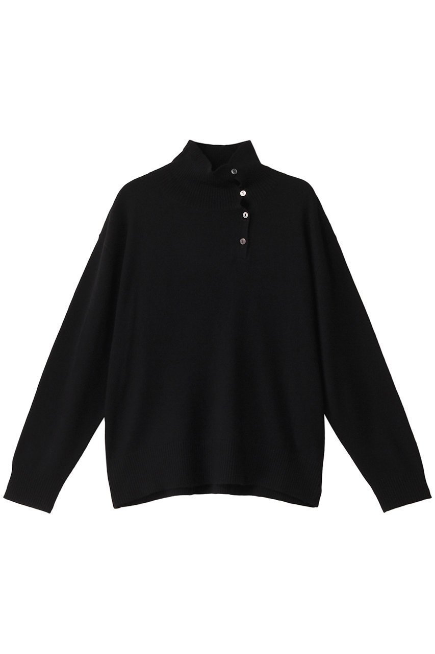 【ミズイロ インド/mizuiro ind】のhigh neck P/O with button プルオーバー インテリア・キッズ・メンズ・レディースファッション・服の通販 founy(ファニー) 　ファッション　Fashion　レディースファッション　WOMEN　トップス・カットソー　Tops/Tshirt　ニット　Knit Tops　プルオーバー　Pullover　アシンメトリー　Asymmetry　シンプル　Simple　ハイネック　High Neck　NEW・新作・新着・新入荷　New Arrivals　black|ID: prp329100004222235 ipo3291000000029265965