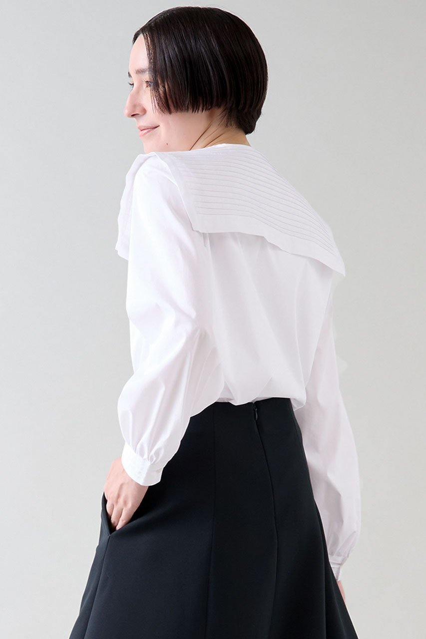 【マルティニーク/martinique】のピンタックカラーブラウス 人気、トレンドファッション・服の通販 founy(ファニー) 　ファッション　Fashion　レディースファッション　Fashion for Women　トップス・カットソー　Cut & Sew Tops　シャツ・ブラウス・オフィスカジュアル　Elegant Blouses & Button-Ups　おすすめ　Recommended / Our Picks　カフス　Cuff Design　カーディガン　Cardigan, Knitwear　スリーブ　Sleeve, Long Sleeve / Short Sleeve　タイプライター　Typewriter Fabric, Crisp Cotton　ロング　Long, Long-Length　再入荷　Restock / Back in Stock　other-2|ID: prp329100004222246 ipo3291000000032704589