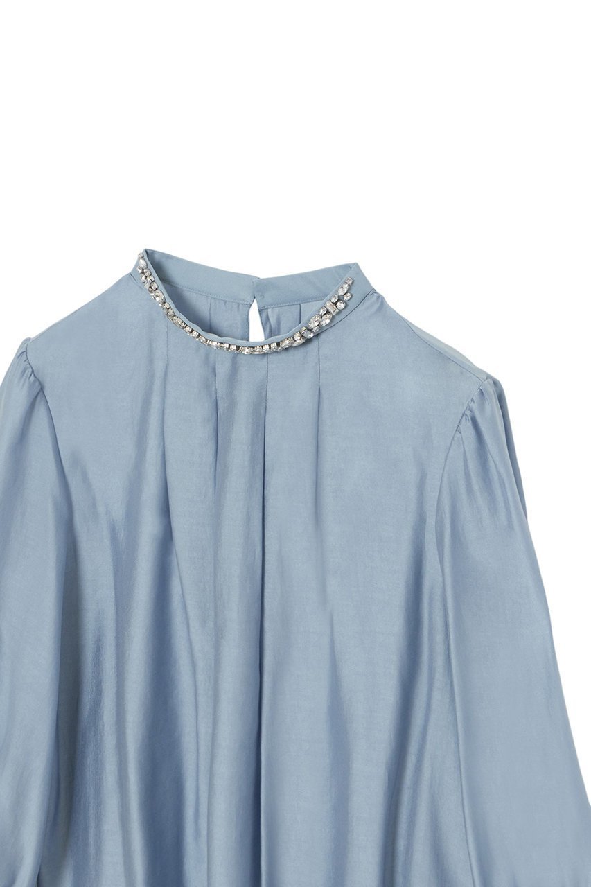 【アナイ/ANAYI】のシルキーオーガンジービジューブラウス 人気、トレンドファッション・服の通販 founy(ファニー) 　ファッション　Fashion　レディースファッション　Fashion for Women　トップス・カットソー　Cut & Sew Tops　シャツ・ブラウス・オフィスカジュアル　Elegant Blouses & Button-Ups　エレガント 上品　Elegant　オーガンジー　Organza Fabric　カフス　Cuff Design　コレクション　Collection, Seasonal Line　スタンド　Stand Collar, Upright Stand　スリット　Slit, Slit Detail　スリーブ　Sleeve, Long Sleeve / Short Sleeve　テクスチャー　Texture, Textured Fabric　バレエ　Ballet, Ballet Style　ビジュー　Bijou, Jewel-like Accent　ボトム　Bottoms, Lower Wear　モダン　Modern, Contemporary　ロング　Long, Long-Length　冬　Winter / This Winter　再入荷　Restock / Back in Stock　おすすめ　Recommended / Our Picks　other-3|ID: prp329100004222328 ipo3291000000035052301