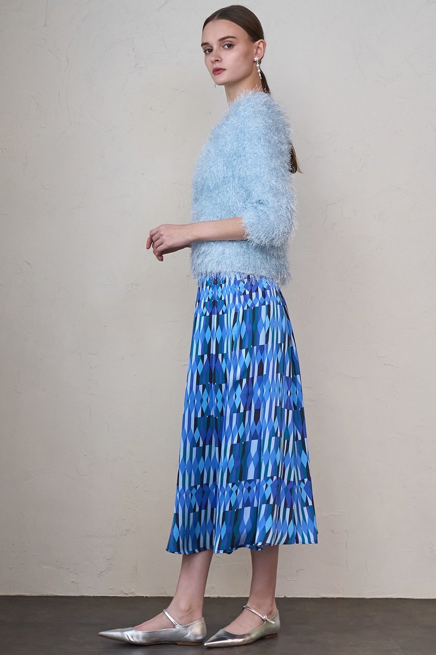 【アナイ/ANAYI】のアイシクルプリントタックスカート 人気、トレンドファッション・服の通販 founy(ファニー) 　ファッション　Fashion　レディースファッション　Fashion for Women　スカート　Skirts　ロングスカート　Long Skirts / Maxi & Midi Skirts　エレガント 上品　Elegant　クール　Cool, Chic　コレクション　Collection, Seasonal Line　サテン　Satin, Glossy Fabric　セットアップ　Set-Up, Coordinated Outfit　テクスチャー　Texture, Textured Fabric　バレエ　Ballet, Ballet Style　フレア　Flare, Flared　フレアースカート　Flared Skirt, A-Line Skirt　プリント　Print, Printed Pattern　ミドル　Middle Length, Mid Height　モチーフ　Motif, Design Theme　ロング　Long, Long-Length　冬　Winter / This Winter　おすすめ　Recommended / Our Picks　other-8|ID: prp329100004222336 ipo3291000000032823334