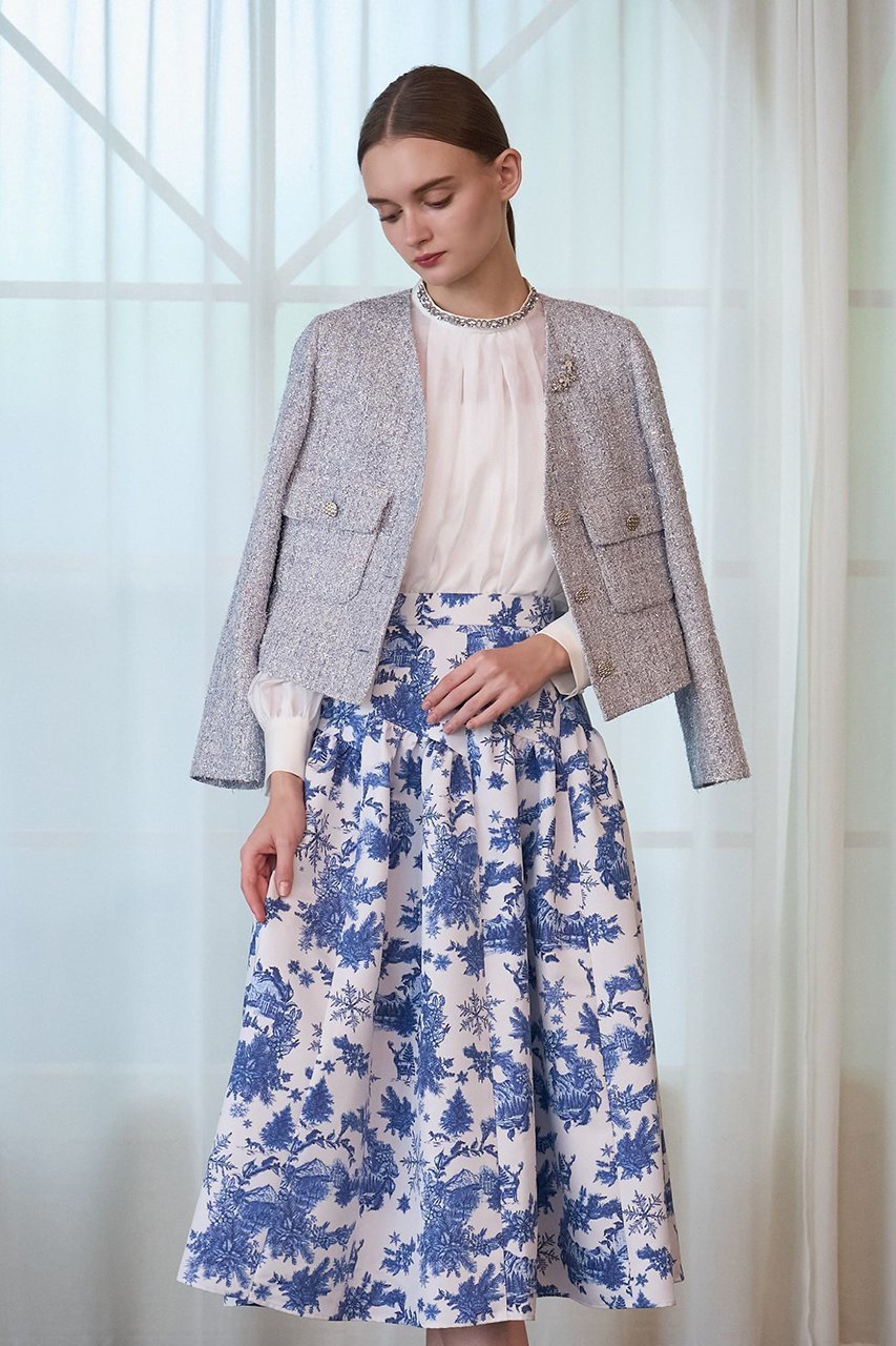 【アナイ/ANAYI】のスノートワルドジュイ切替えスカート 人気、トレンドファッション・服の通販 founy(ファニー) 　ファッション　Fashion　レディースファッション　Fashion for Women　スカート　Skirts　エレガント 上品　Elegant　ギャザー　Gathered, Ruffled　グログラン　Grosgrain, Grosgrain Ribbon　コレクション　Collection, Seasonal Line　テクスチャー　Texture, Textured Fabric　バレエ　Ballet, Ballet Style　プリント　Print, Printed Pattern　ホリデーシーズン　Holiday Season　ミドル　Middle Length, Mid Height　モチーフ　Motif, Design Theme　冬　Winter / This Winter　other-3|ID: prp329100004222339 ipo3291000000032823547